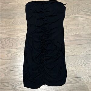Garage Strapless Black Ruched Bodycon Dress